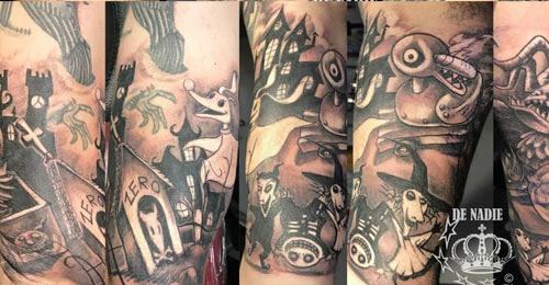 Nightmare before christmass tattoo done by Infierno Queens NY