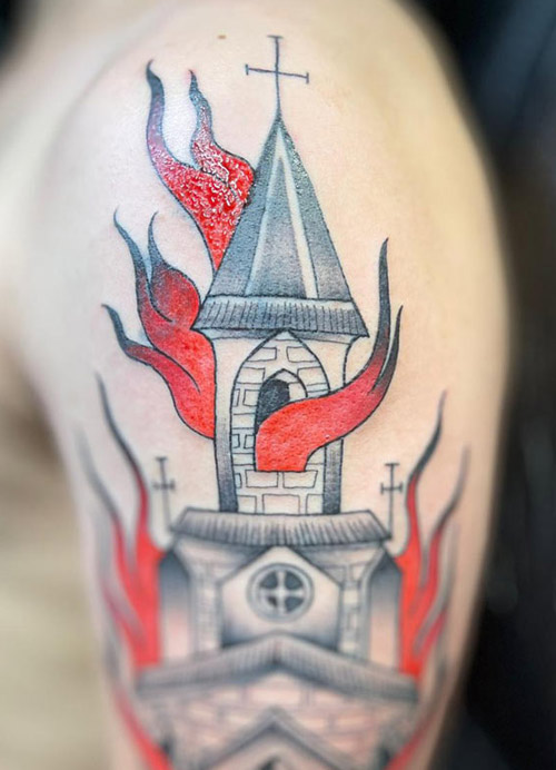 Castle tattoo done by Rana ramos